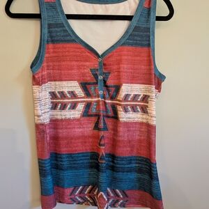 Colorful Sleeveless Aztec Print Top